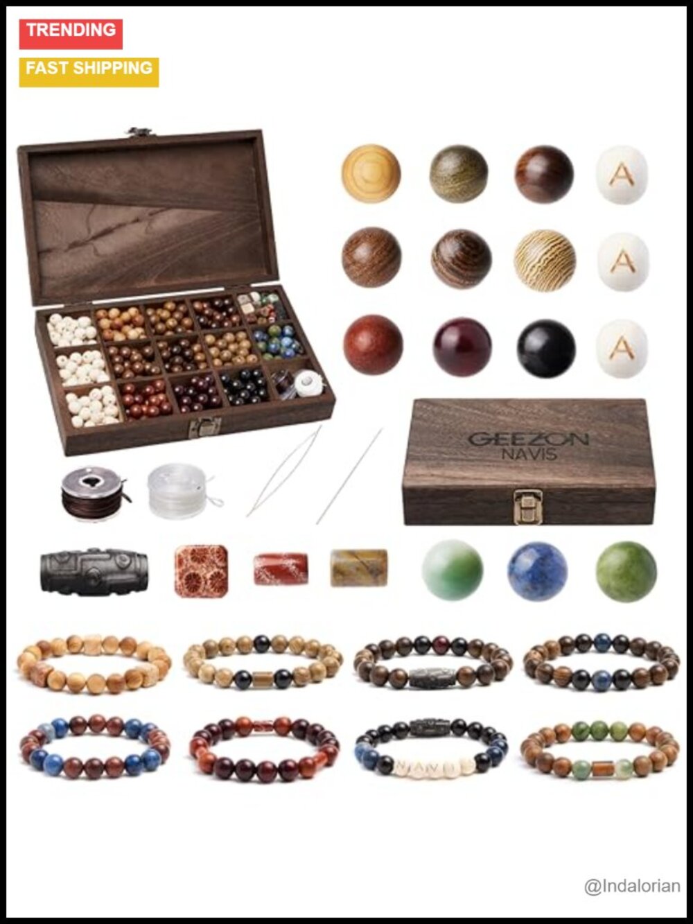 Wood & Stone Beads for Jewelry Making - DIY Bracelet Kit 296